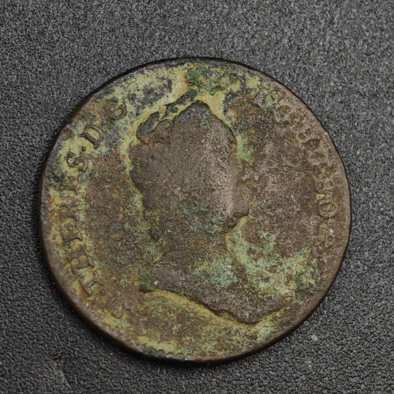 【淘币小摊】实时拍第八百二十一拍   散币场   满百包邮可预留二周 每周一统一发货   奥地利特蕾莎1/2克鲁泽铜币