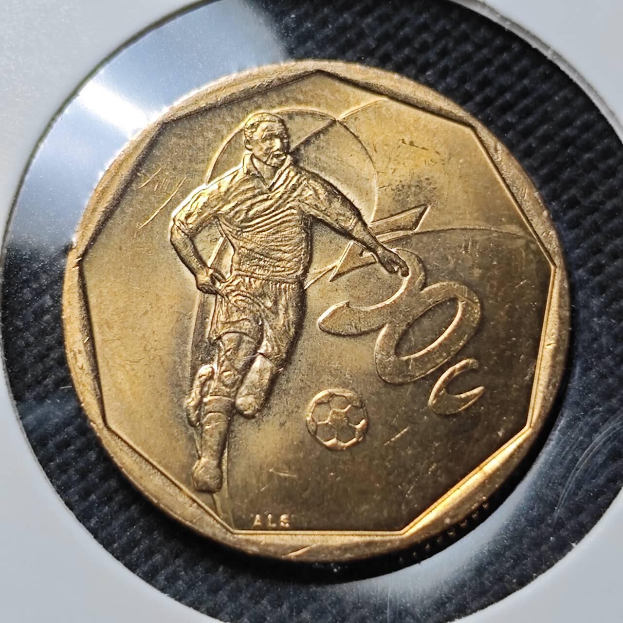 KK钱币收藏小铺 第375期  2月预留时间 周末发货 2002 南非50分纪念币 世界杯纪念币