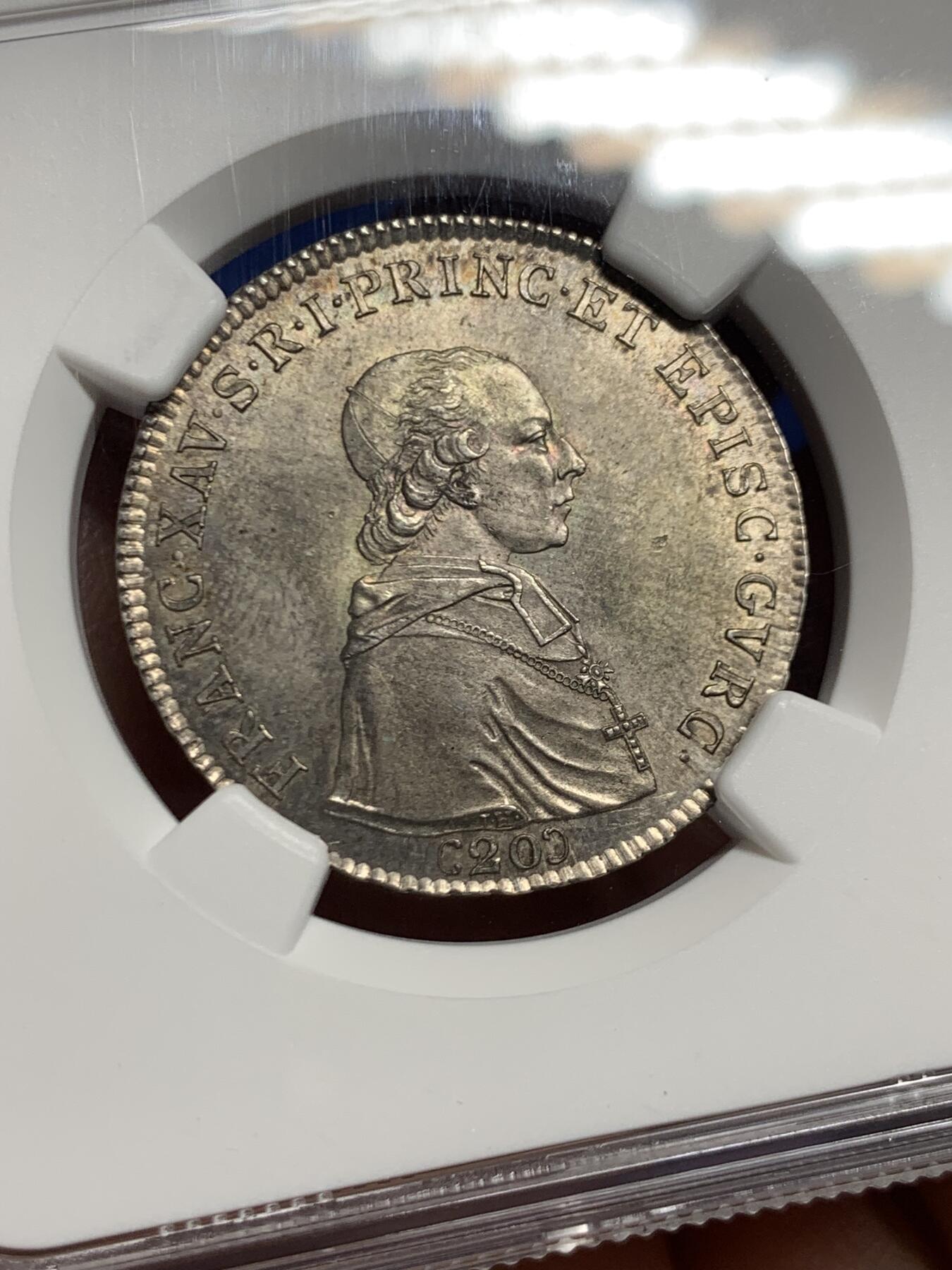 《竞宝斋》第445场 周日，周一，2场连拍 （全场包邮） 冠军分 NGC MS64 奥地利帝国  1806年 古尔克主教区 20克鲁泽银币 独年发行  精品辅币