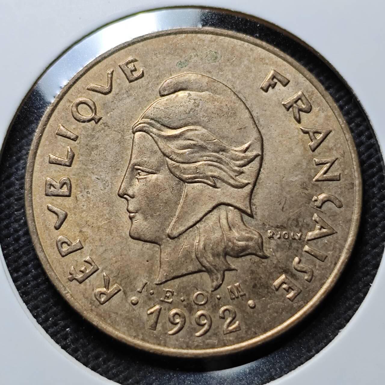 KK钱币收藏小铺 第375期  2月预留时间 周末发货  1992法属新喀里多尼亚100法郎