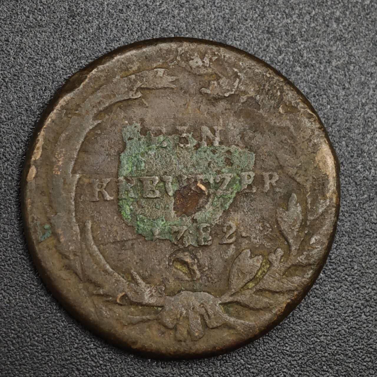 【淘币小摊】实时拍第八百二十一拍   散币场   满百包邮可预留二周 每周一统一发货   奥地利1782年1克鲁泽铜币