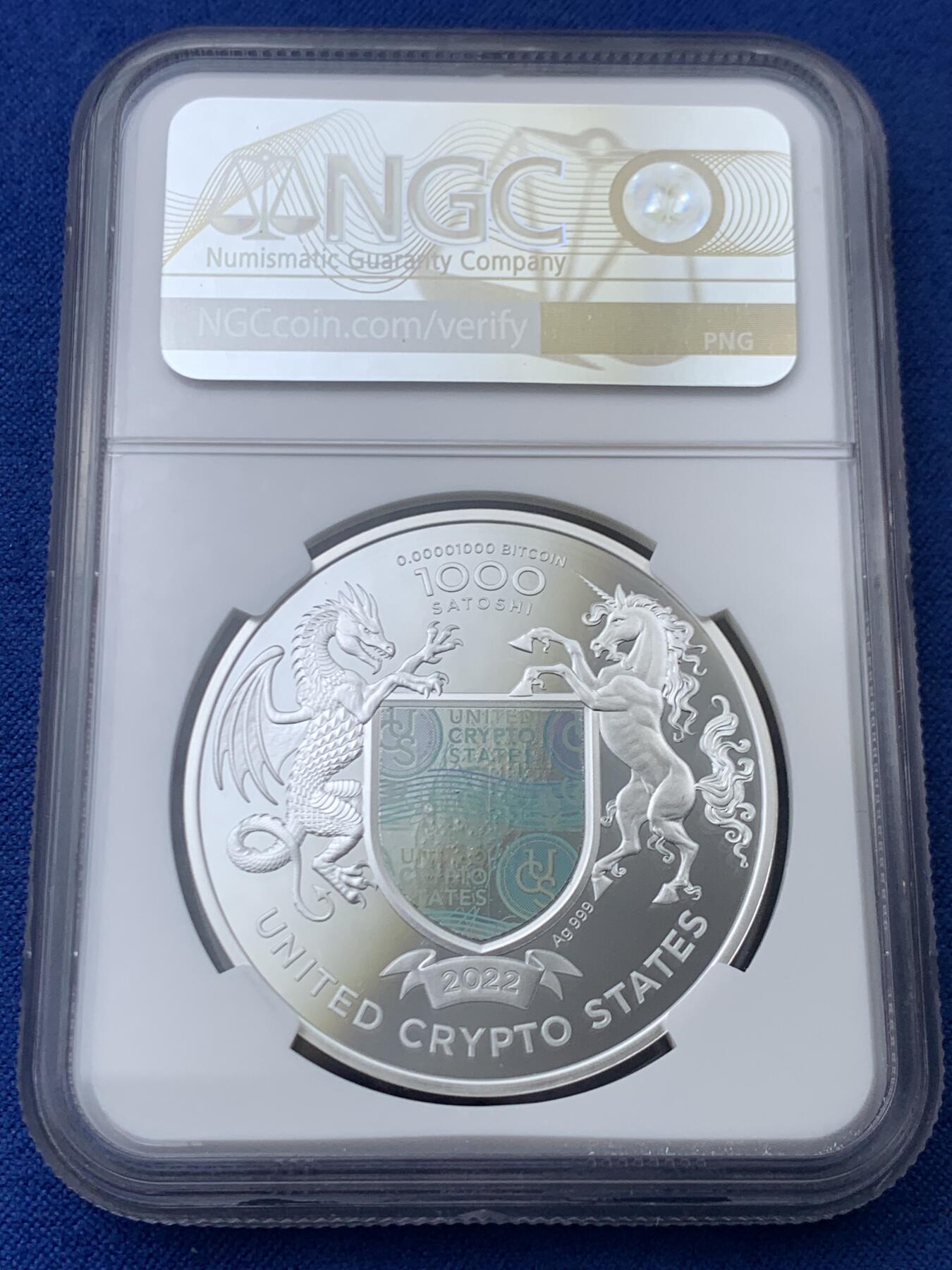 《竞宝斋》第445场 周日，周一，2场连拍 （全场包邮） 两枚一组 NGC PF68UC 美国2022年自由女神与神兽1000聪精制纪念加密货币（1盎司，999银，盒证齐全，发行量2千枚）个人认为该系列之中最美的女神化身银币 + NGC PF68 美国2025年乌克兰自由之翼镀金钌化纪念加密货币-1000聪（1盎司，999银，盒证齐全，发行量2千枚）个人认为该系列之中最精美复杂采取钌化加镀金工艺的银币