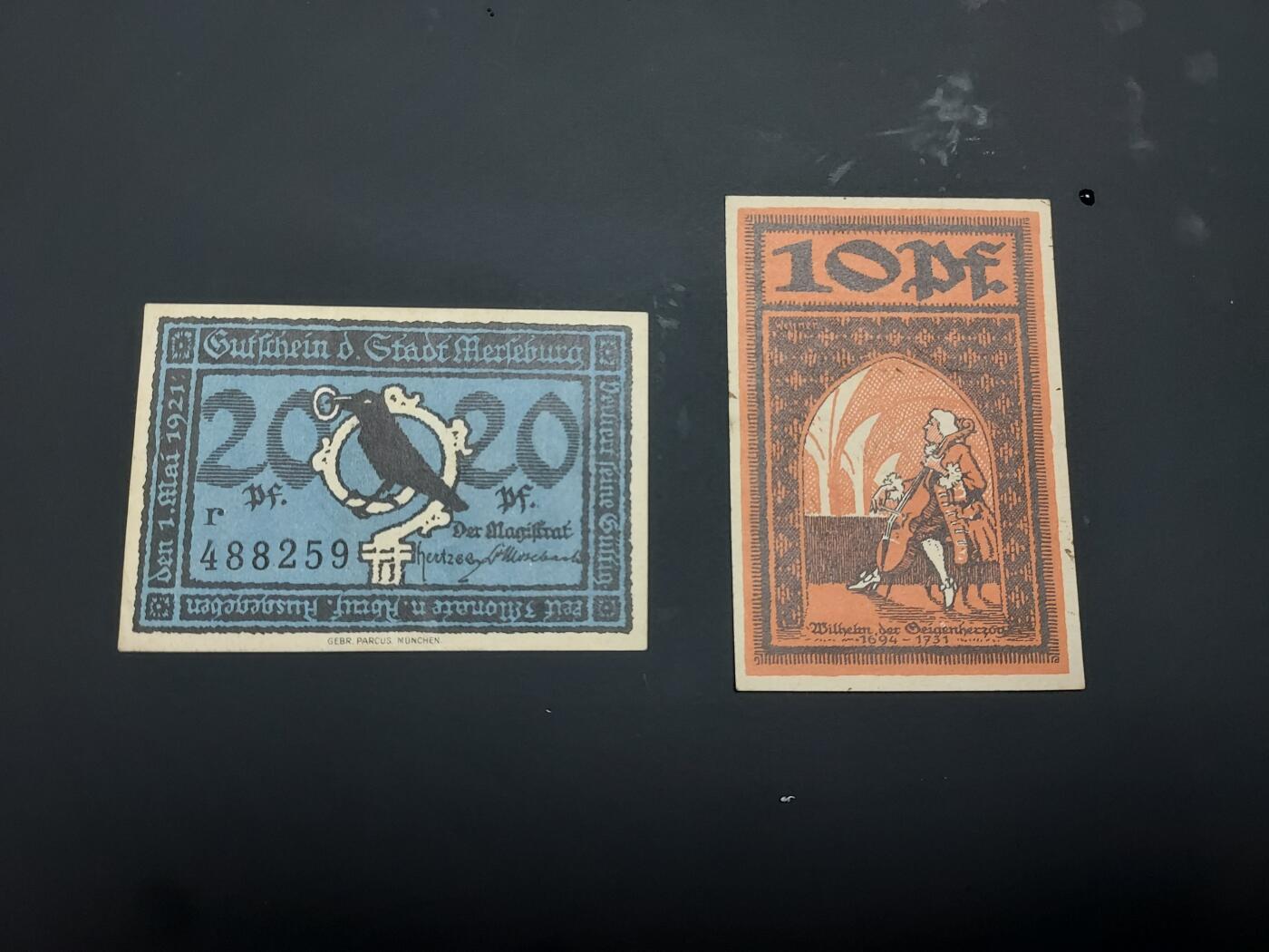 博彦收藏  12月15日 8点 钱币专场 全场包邮 德国 萨克森州应急纸币2张 流通好品