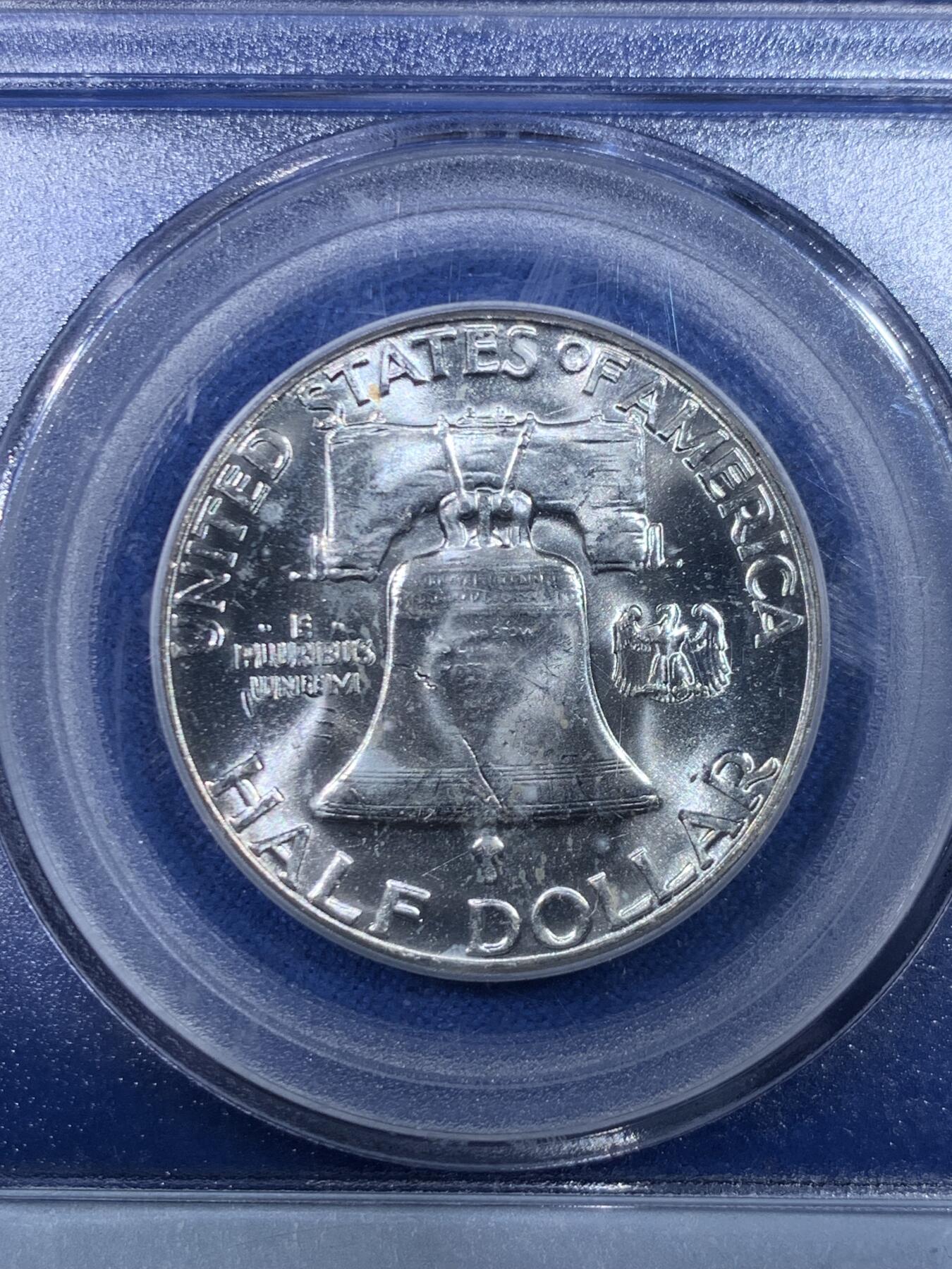 《竞宝斋》第445场 周日，周一，2场连拍 （全场包邮） PCGS MS64 美国1958年富兰克林半美元银币