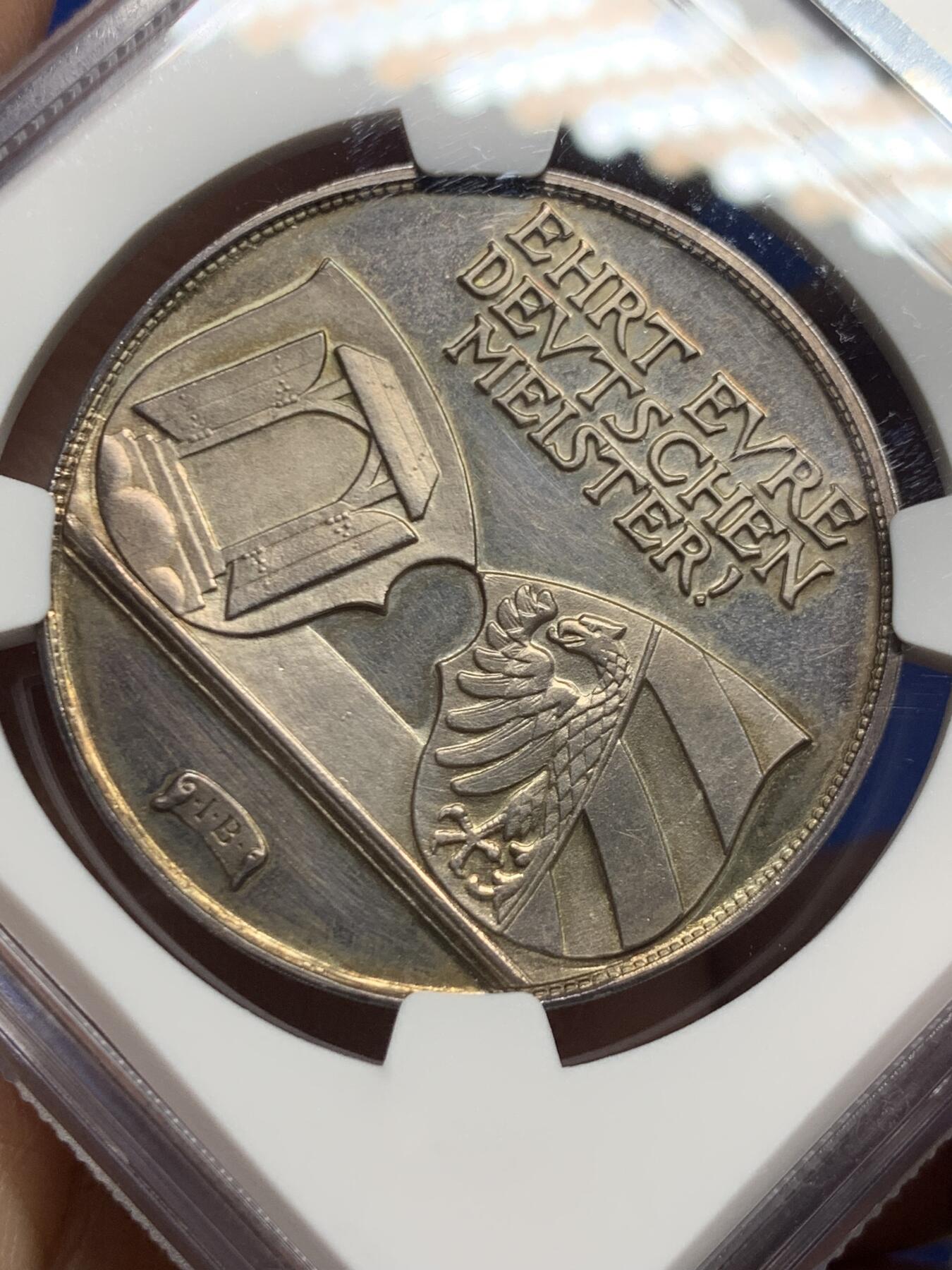 《竞宝斋》第445场 周日，周一，2场连拍 （全场包邮） NGC UNCD 德国1928年画家丢勒银章 状态不错