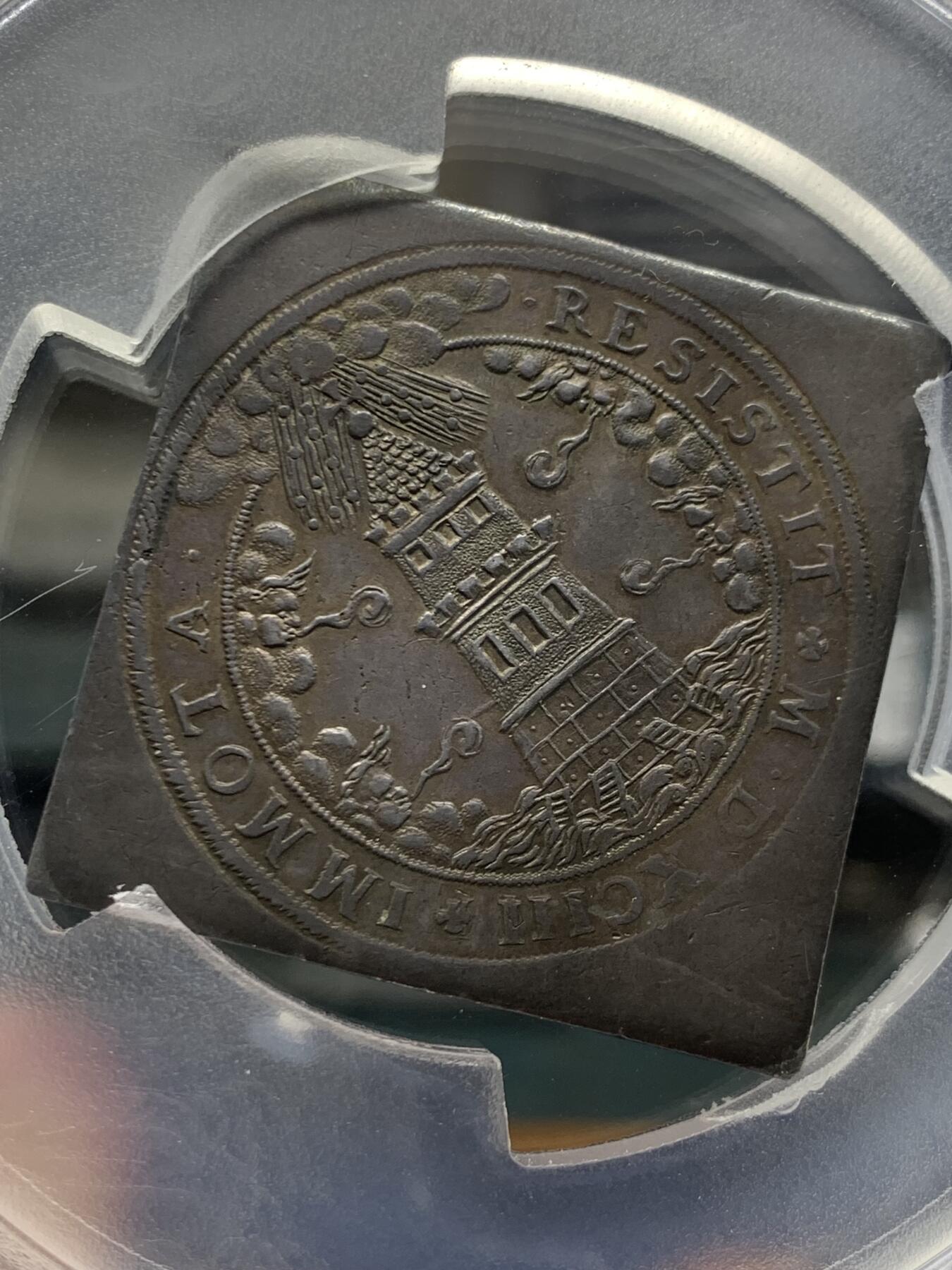 《竞宝斋》第445场 周日，周一，2场连拍 （全场包邮） 唯一亚军分 PCGS AU50 神圣罗马帝国  1593年 萨尔茨堡大主教区 圣鲁珀特 2泰勒方形大银币 将近57克超大规格 独年发行 及其少见的样式与规格 P大盒封装 更高分仅一枚