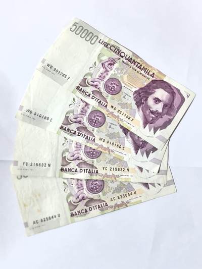 各国外币第101期 - 意大利50000里拉 4张