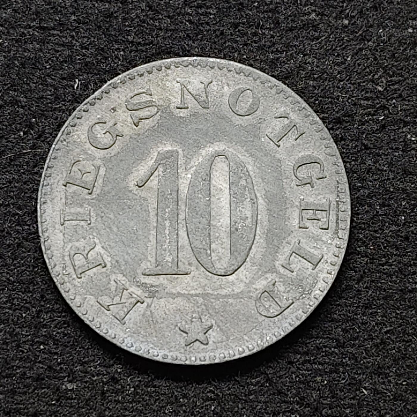 【全场包邮】纯粹捡漏拍484场（免费代拍第21场） 德国紧急状态茨维瑟尔1920年10芬妮锌币