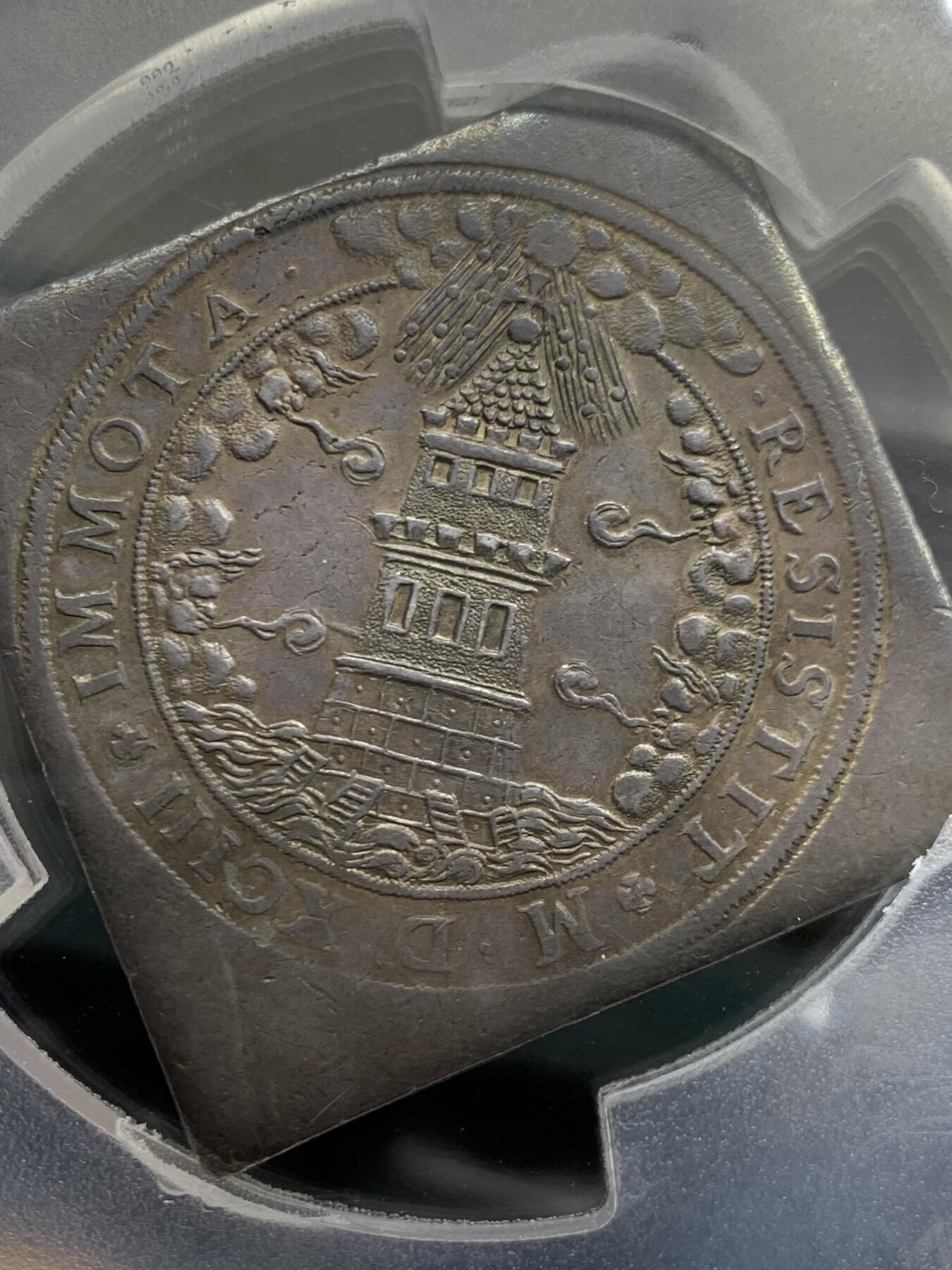 《竞宝斋》第445场 周日，周一，2场连拍 （全场包邮） 唯一亚军分 PCGS AU50 神圣罗马帝国  1593年 萨尔茨堡大主教区 圣鲁珀特 2泰勒方形大银币 将近57克超大规格 独年发行 及其少见的样式与规格 P大盒封装 更高分仅一枚