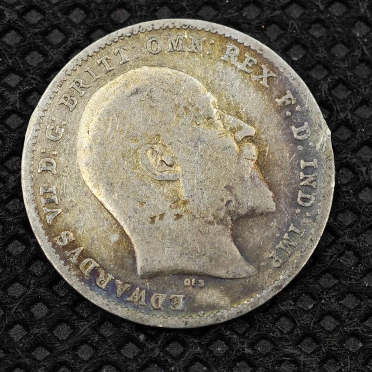 【淘币小摊】限时拍第八百二十四拍  小银币场  满百包邮可预留两周  周一统一发货     英国1903年爱德华七世3便士银币