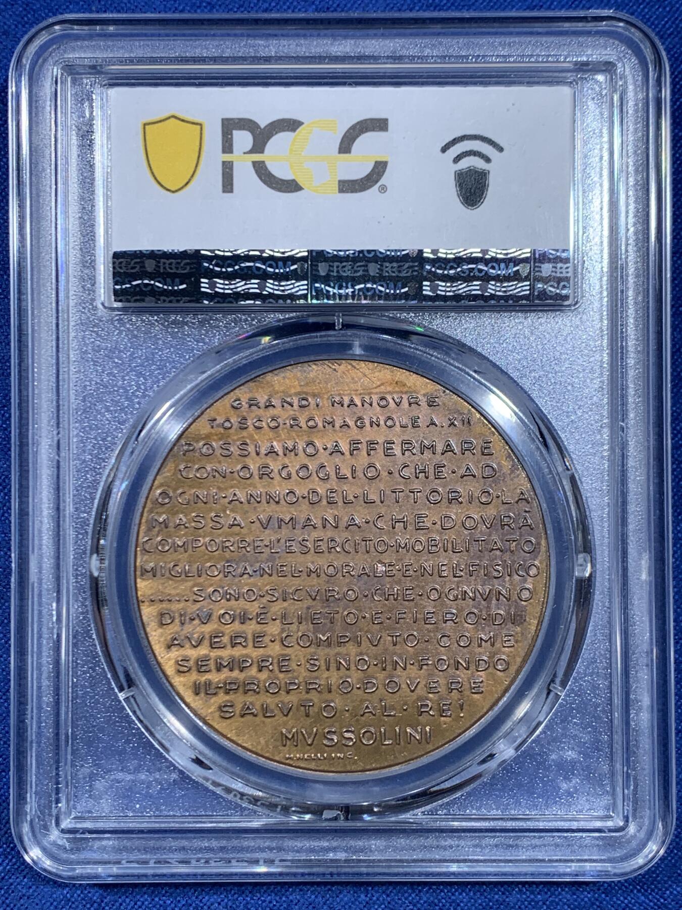 《竞宝斋》第445场 周日，周一，2场连拍 （全场包邮） PCGS SP62 意大利1934墨索里尼纪念章 唯一亚军分