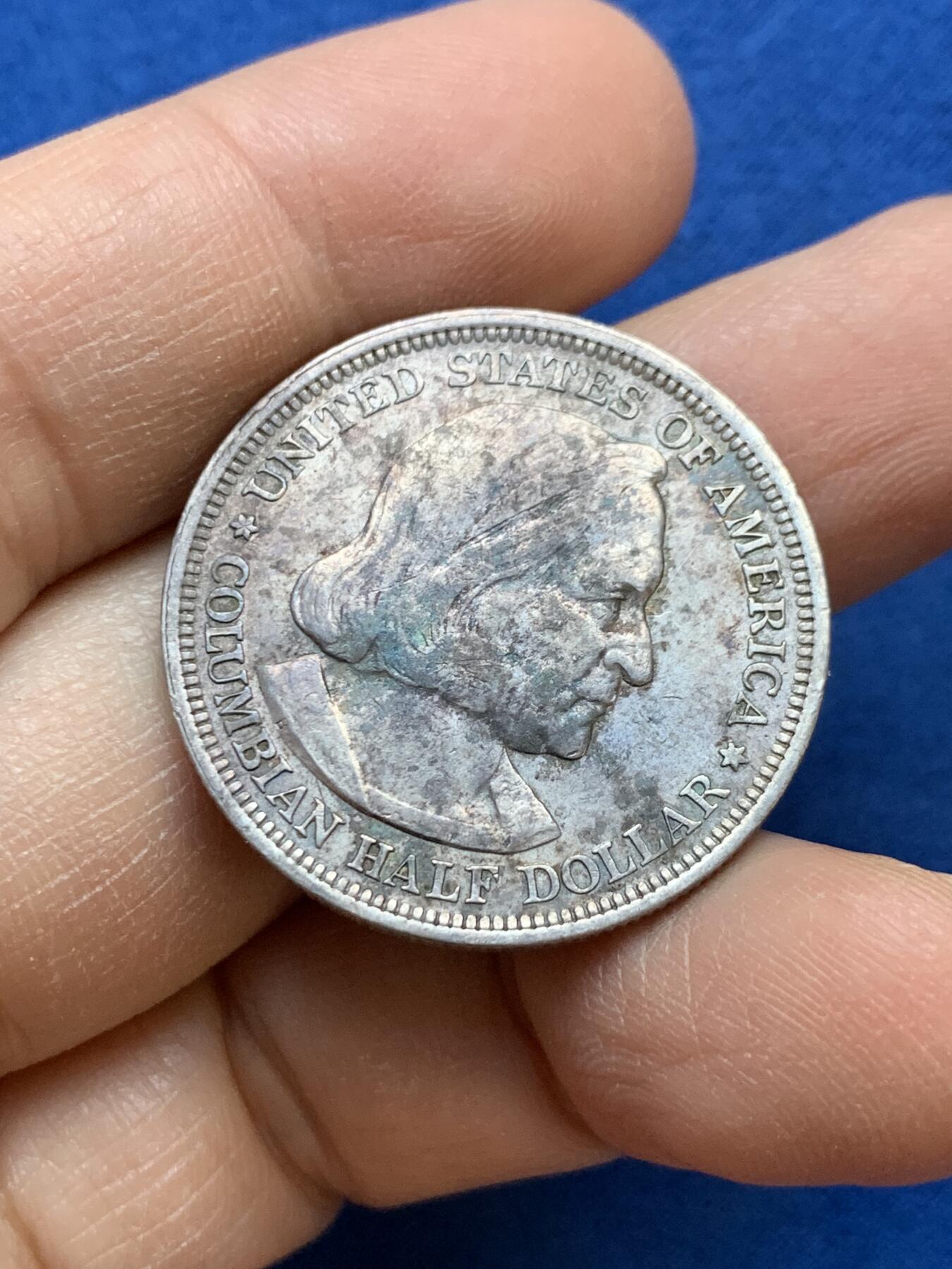 《竞宝斋》第445场 周日，周一，2场连拍 （全场包邮） 美国1893年哥伦布半美元银币