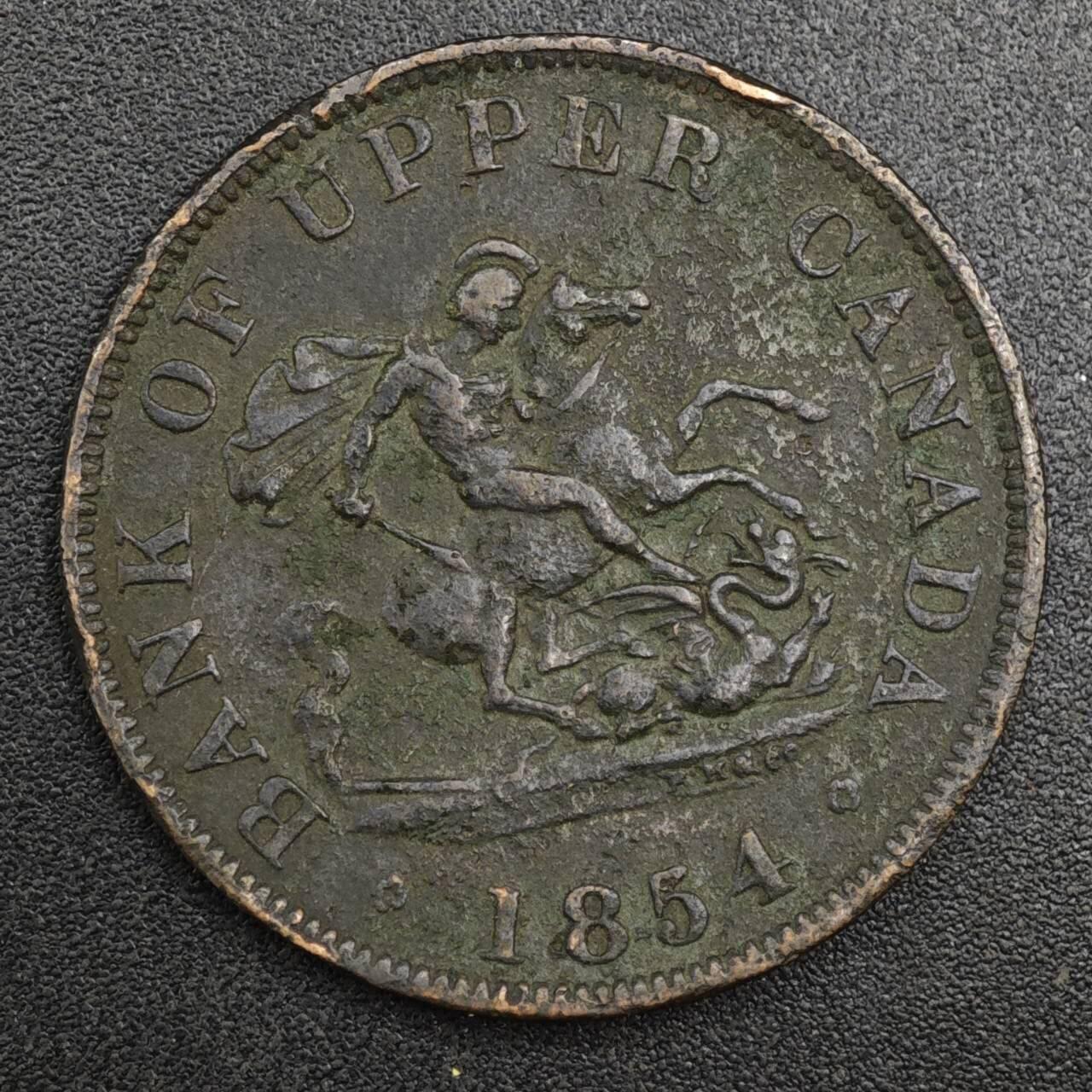 【淘币小摊】实时拍第八百二十一拍   散币场   满百包邮可预留二周 每周一统一发货   上加拿大1854年马剑半便士铜币代币