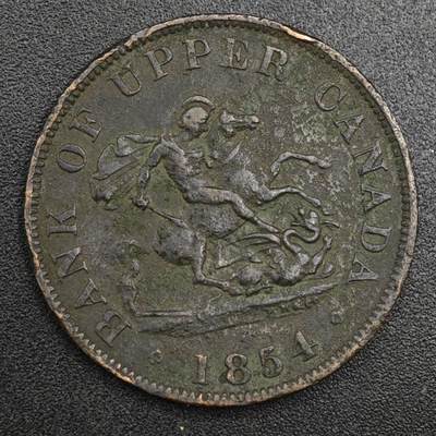【淘币小摊】实时拍第八百二十一拍   散币场   满百包邮可预留二周 每周一统一发货   - 上加拿大1854年马剑半便士铜币代币