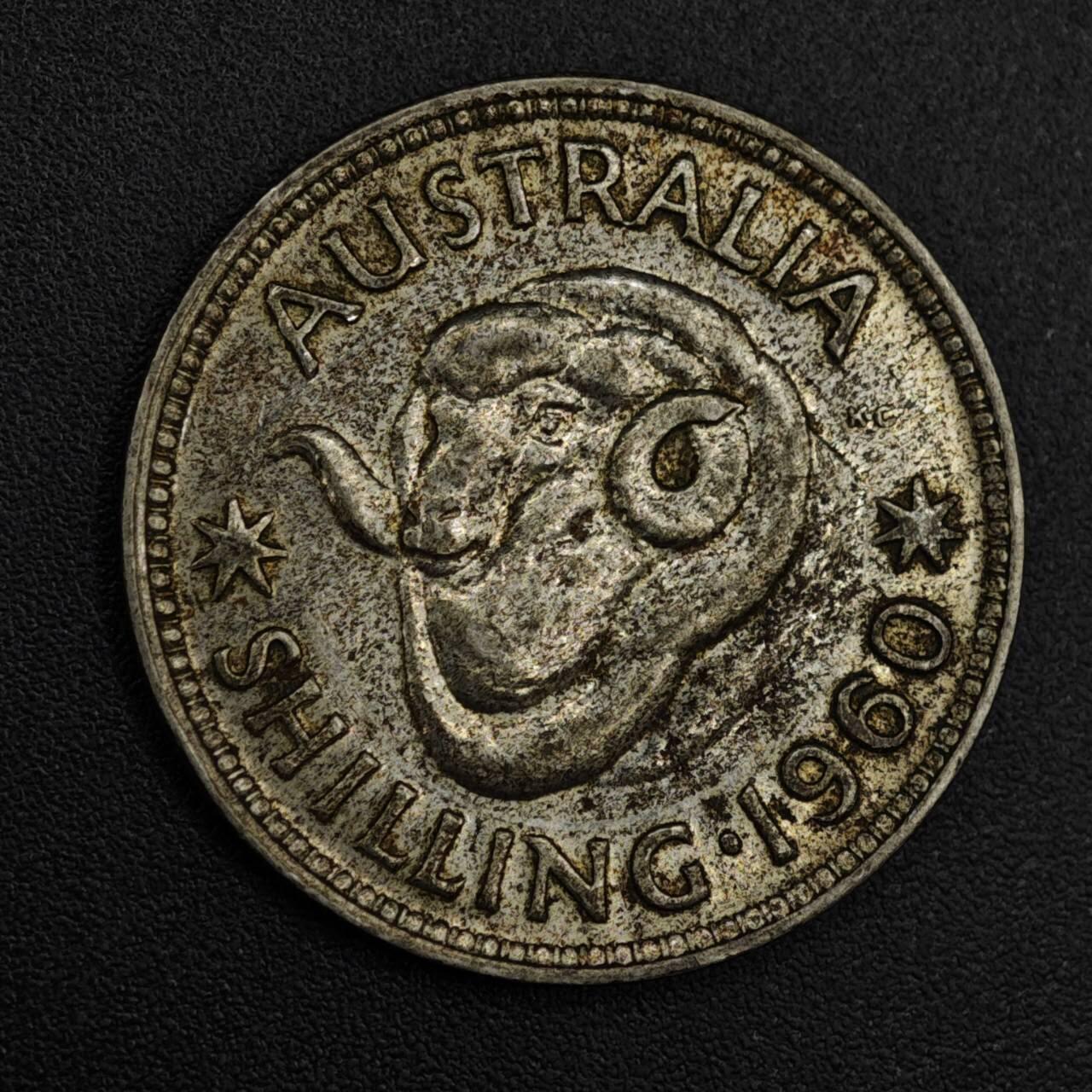 【淘币小摊】实时拍第八百二十一拍   散币场   满百包邮可预留二周 每周一统一发货   澳大利亚1960年伊丽莎白二世一先令绵羊银币