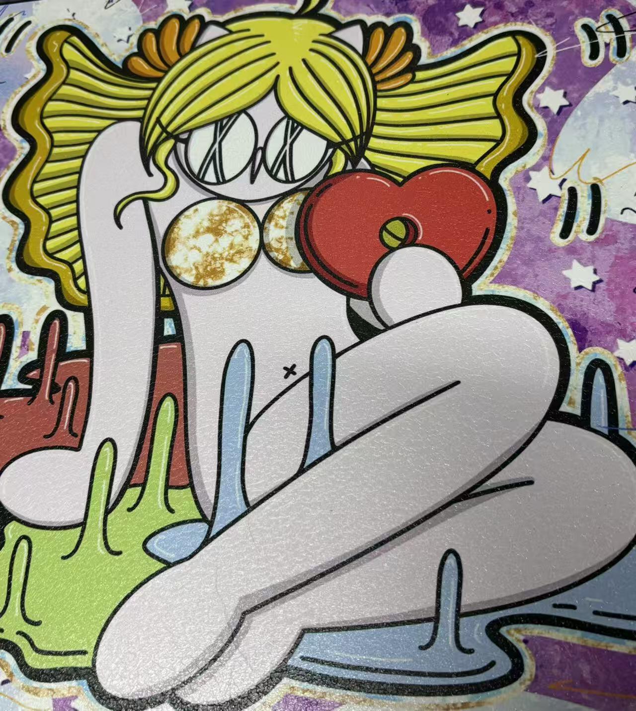 零元拍：歪歪 OWSON 系列作品装饰肌理画《十二星座-处女座》，相框尺寸35/35CM。因展品出展，镜框可能有轻微划痕，介意勿拍