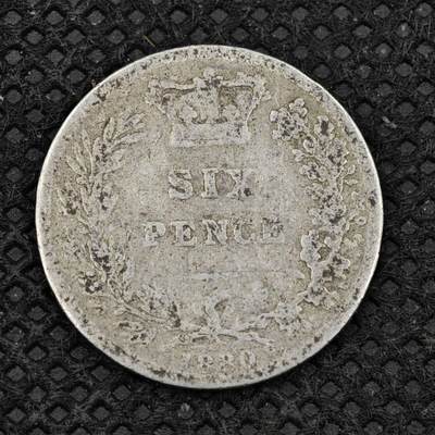 【淘币小摊】限时拍第八百二十四拍  小银币场  满百包邮可预留两周  周一统一发货  -   英国1880年维多利亚6便士银币 