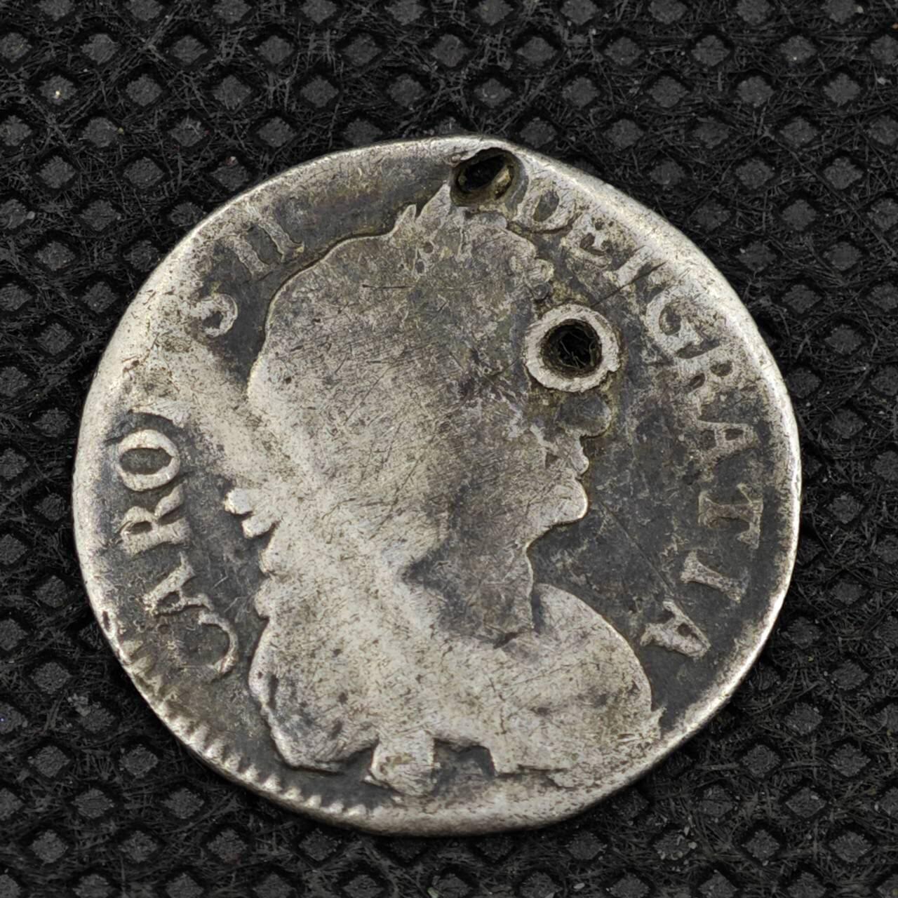 【淘币小摊】限时拍第八百二十四拍  小银币场  满百包邮可预留两周  周一统一发货   英国1683年查尔斯二世4便士濯足币