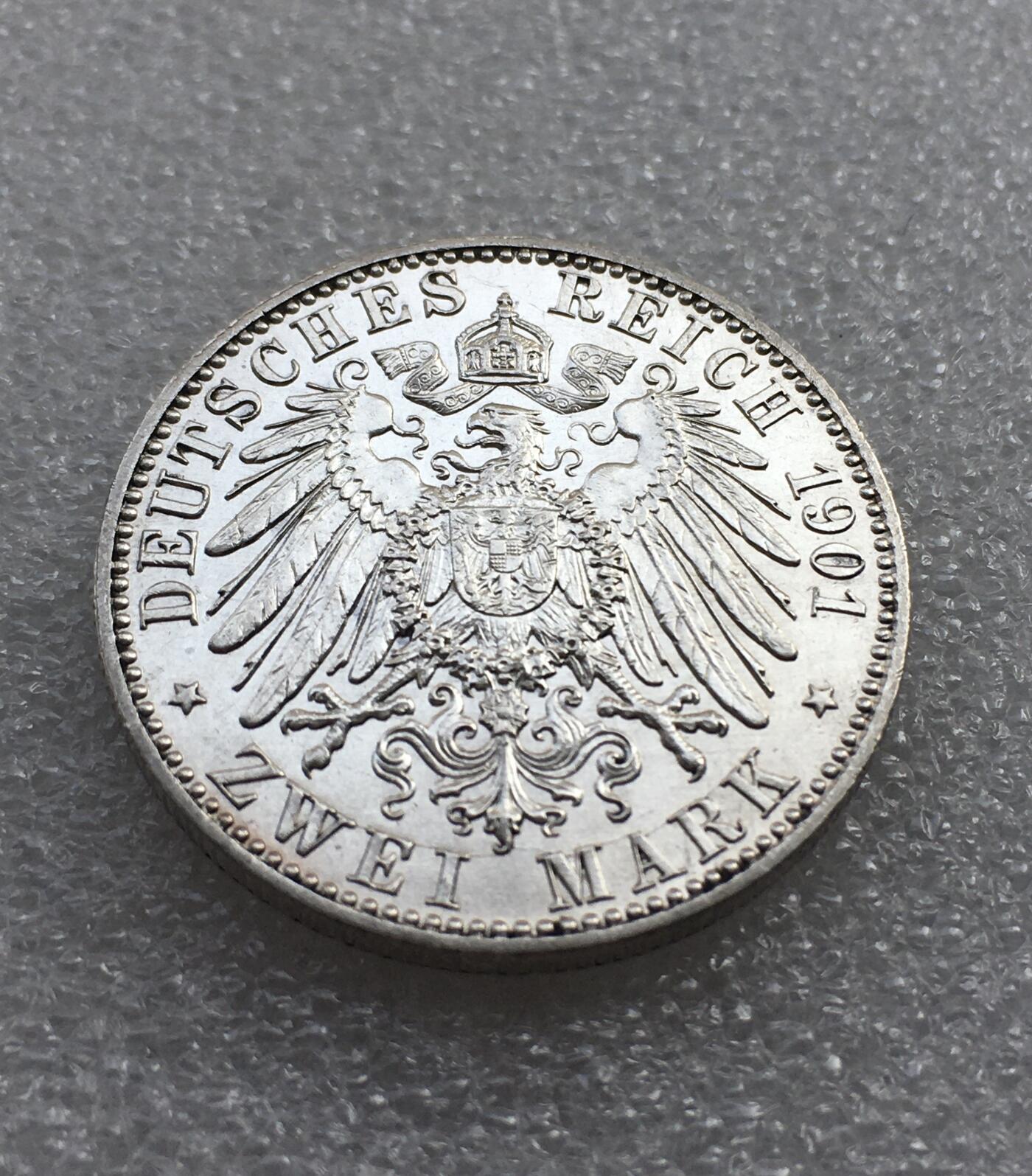 世界钱币专场拍卖 每周二开拍 1901年德国普鲁士建国200周年2马克银币