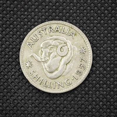 【淘币小摊】限时拍第八百二十四拍  小银币场  满百包邮可预留两周  周一统一发货  -        澳大利亚1957年伊丽莎白二世一先令银币