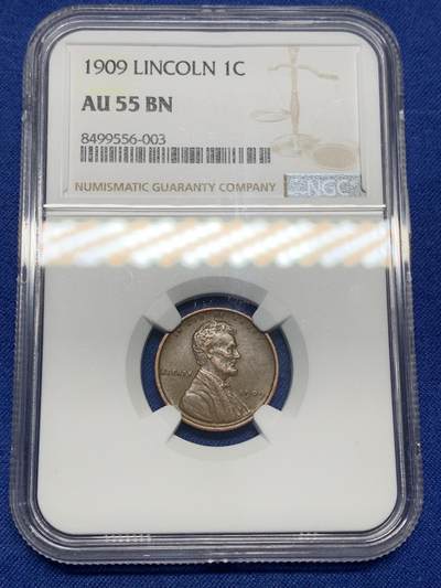 《竞宝斋》第445场 周日，周一，2场连拍 （全场包邮） - NGC AU55BN 美国1909年林肯1美分，林肯一美分首年分，也是纪念林肯总统诞辰100周年发行，稀有年份