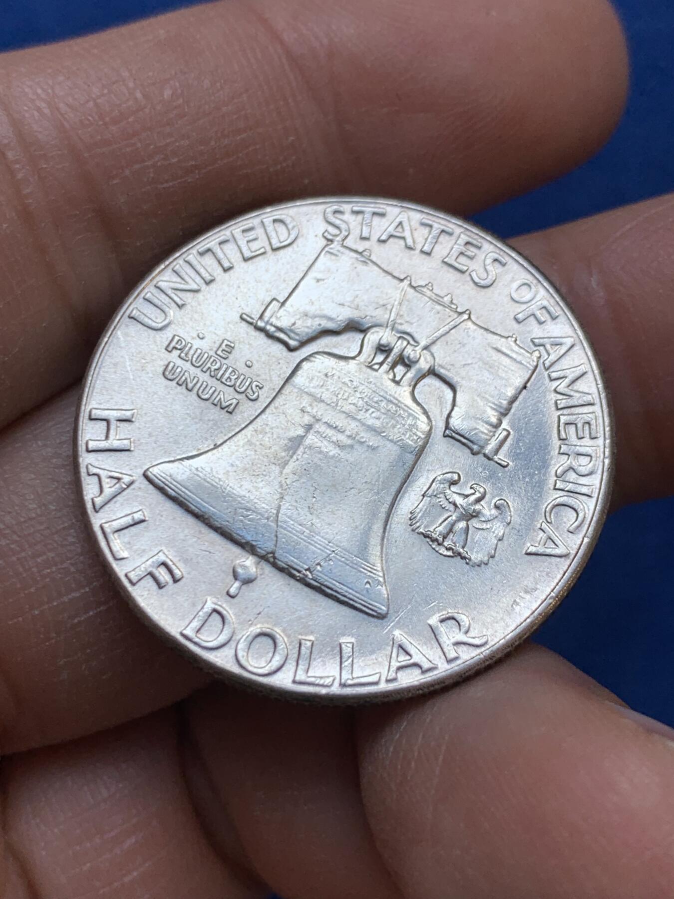 《竞宝斋》第445场 周日，周一，2场连拍 （全场包邮） 美国1963年富兰克林50分银币 900银