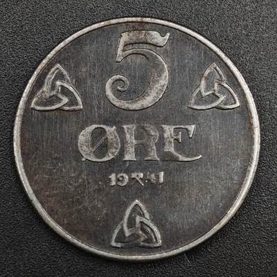 【淘币小摊】实时拍第八百二十一拍   散币场   满百包邮可预留二周 每周一统一发货   - 挪威1941年5欧尔铁币