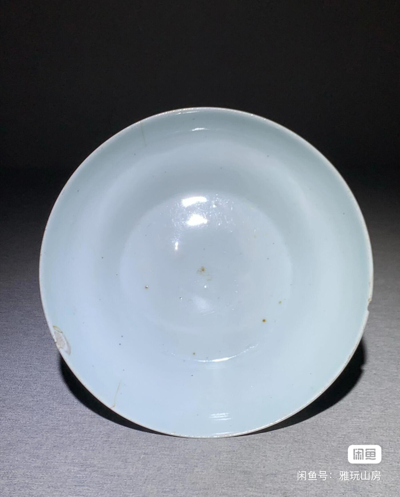 晚清青花团鹤纹高足盘 包老保真 