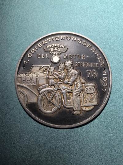 盛世勋华——号角文化勋章邮票专场拍卖第292期 - 德国（1939）NS运输团（NSKK）第78摩托化旗队1937年越野定向竞赛纪念章 大尺寸直径75毫米 极为少见