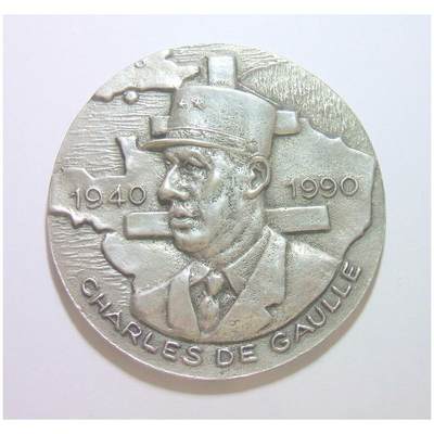 【艺术】【巴黎博物馆旧藏】法国艺术大章 戴高乐将军高浮雕精制超大镀银章 70MM - 【艺术】【巴黎博物馆旧藏】法国艺术大章 戴高乐将军高浮雕精制超大镀银章 70MM