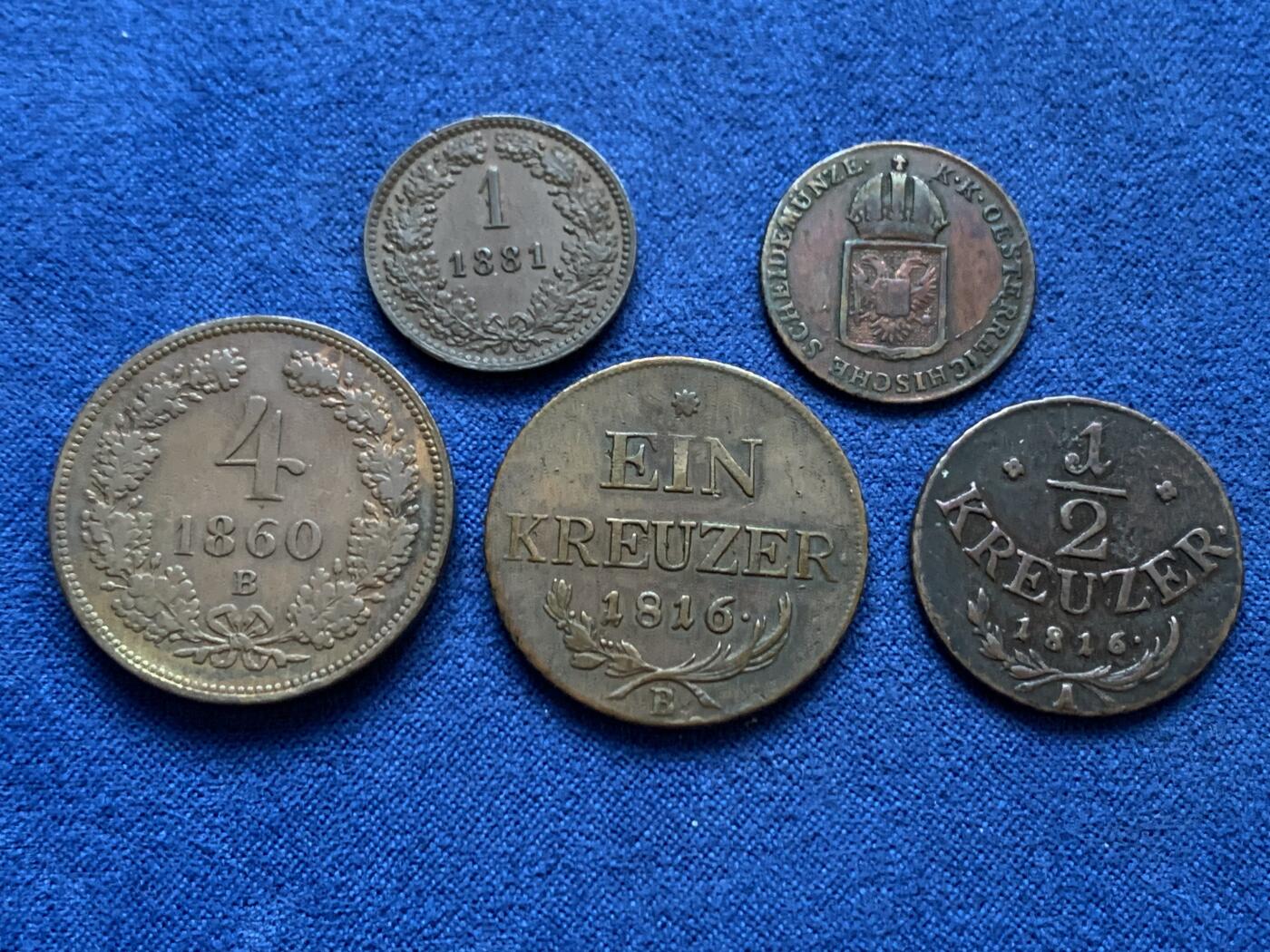 《竞宝斋》第445场 周日，周一，2场连拍 （全场包邮） 五枚一组 奥地利克鲁泽铜币