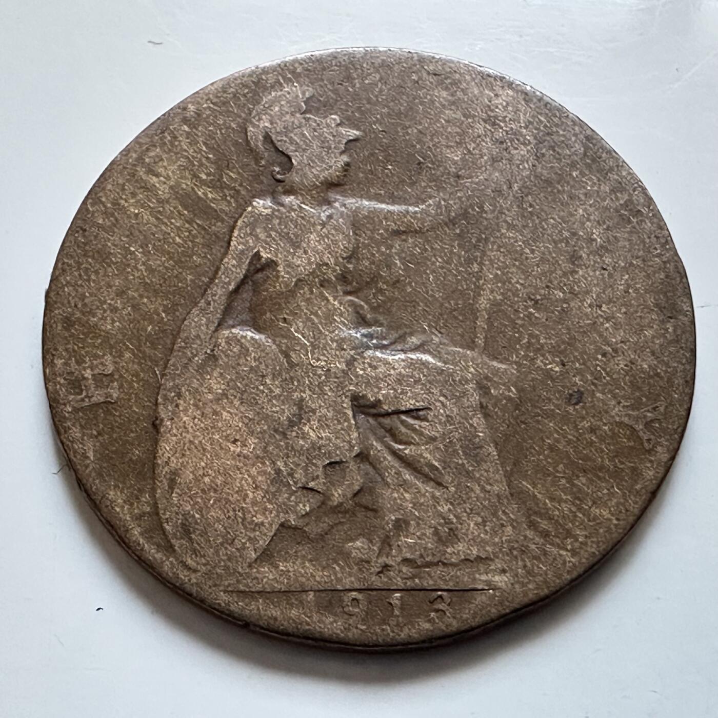 🌹外币初藏🌹🐯2025年第138场  每周二四六晚8️⃣点 接代拍 英国1913年半便士b