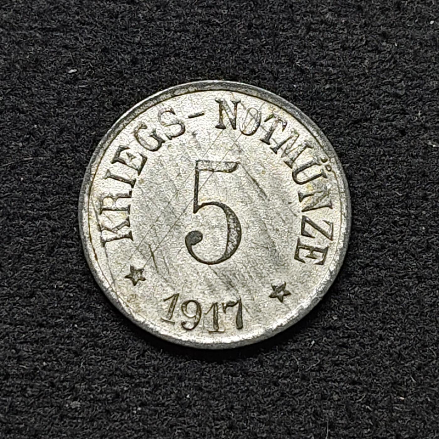 【全场包邮】纯粹捡漏拍484场（免费代拍第21场） 德国紧急状态福伊希特1917年5芬妮锌币
