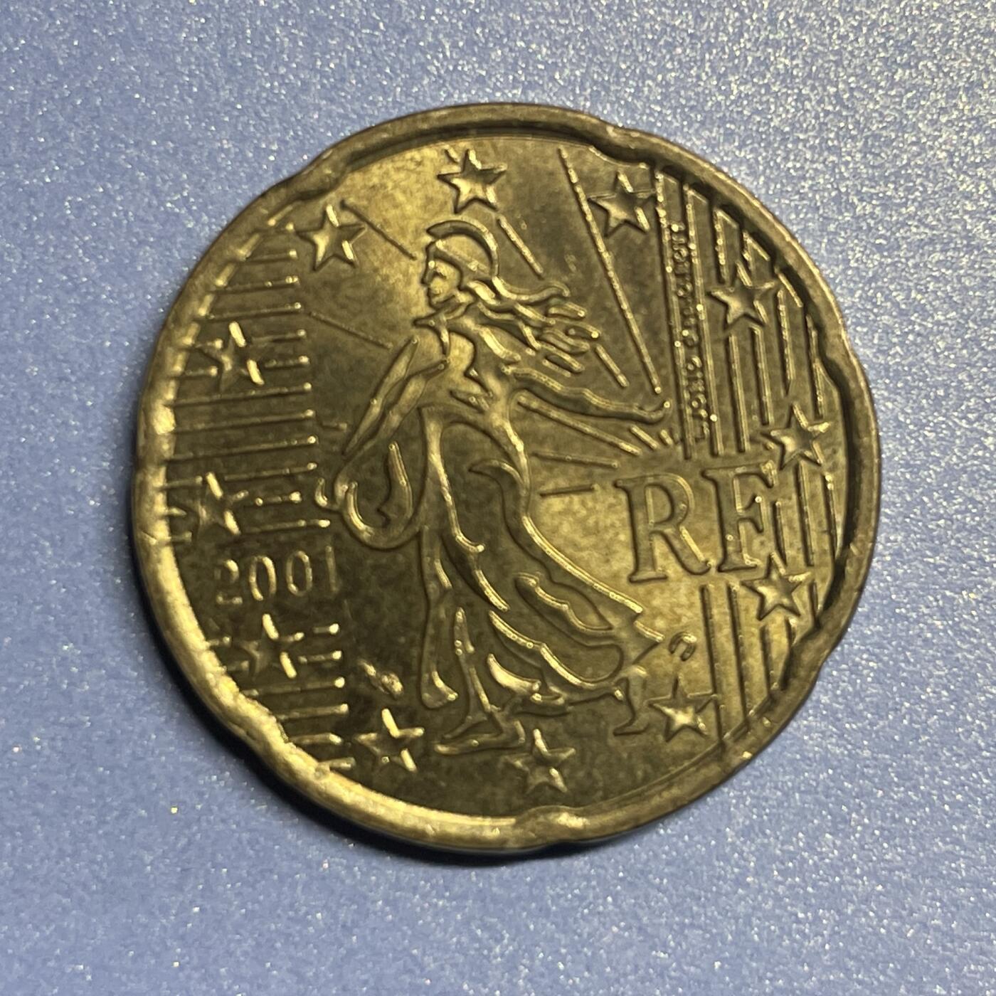【世界各国硬币】限时专拍 【004】2001年欧元20欧分硬币一枚