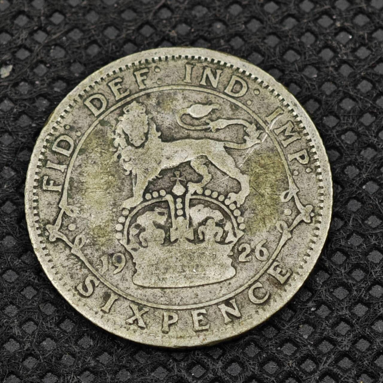 【淘币小摊】限时拍第八百二十四拍  小银币场  满百包邮可预留两周  周一统一发货       英国1926年乔治五世6便士银币