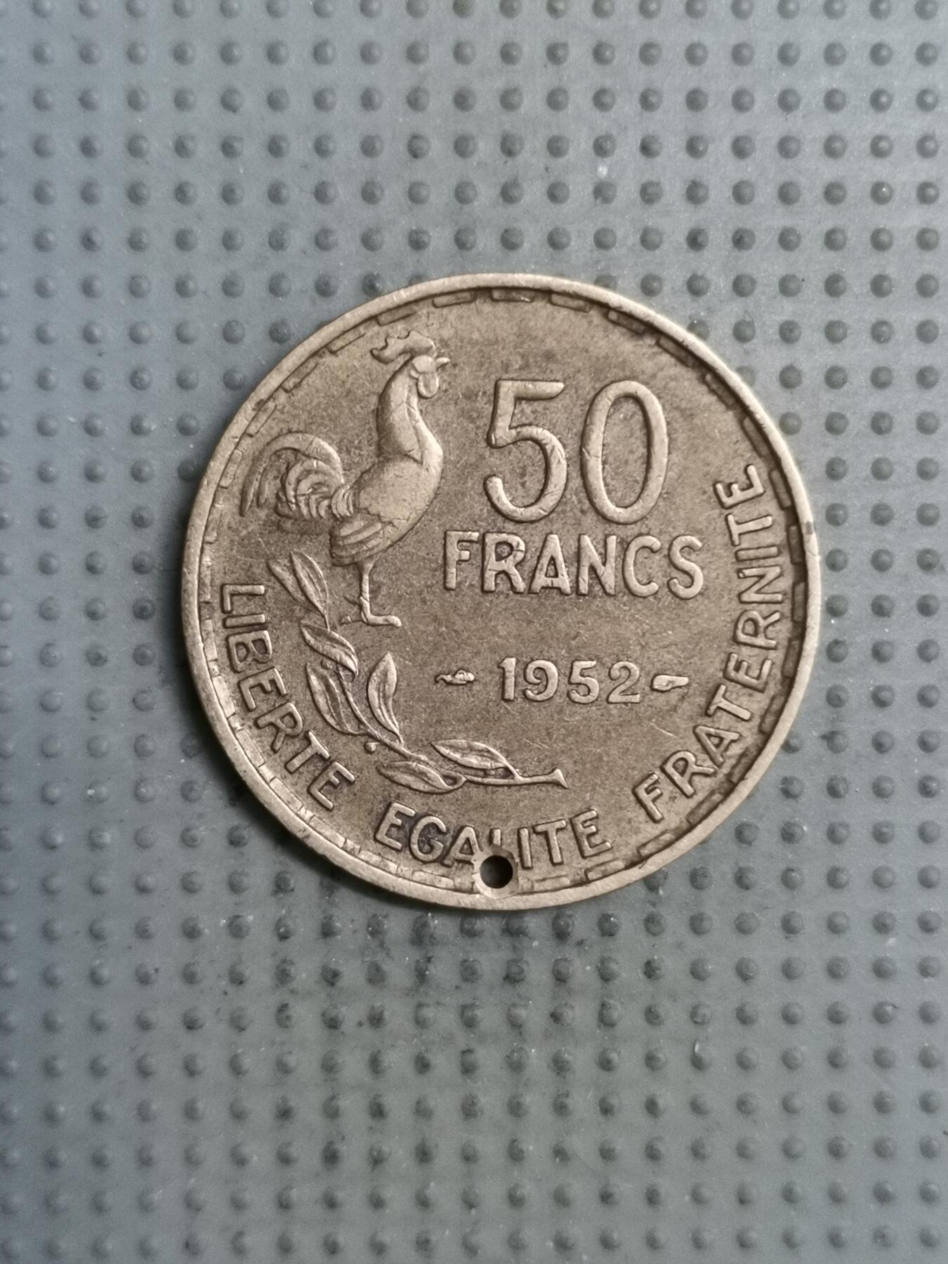 2025年第133场各国散币拍卖（总第133场） 法国1952年50法郎打孔