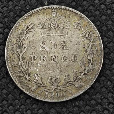 【淘币小摊】限时拍第八百二十四拍  小银币场  满百包邮可预留两周  周一统一发货  -    英国1890年维多利亚6便士银币