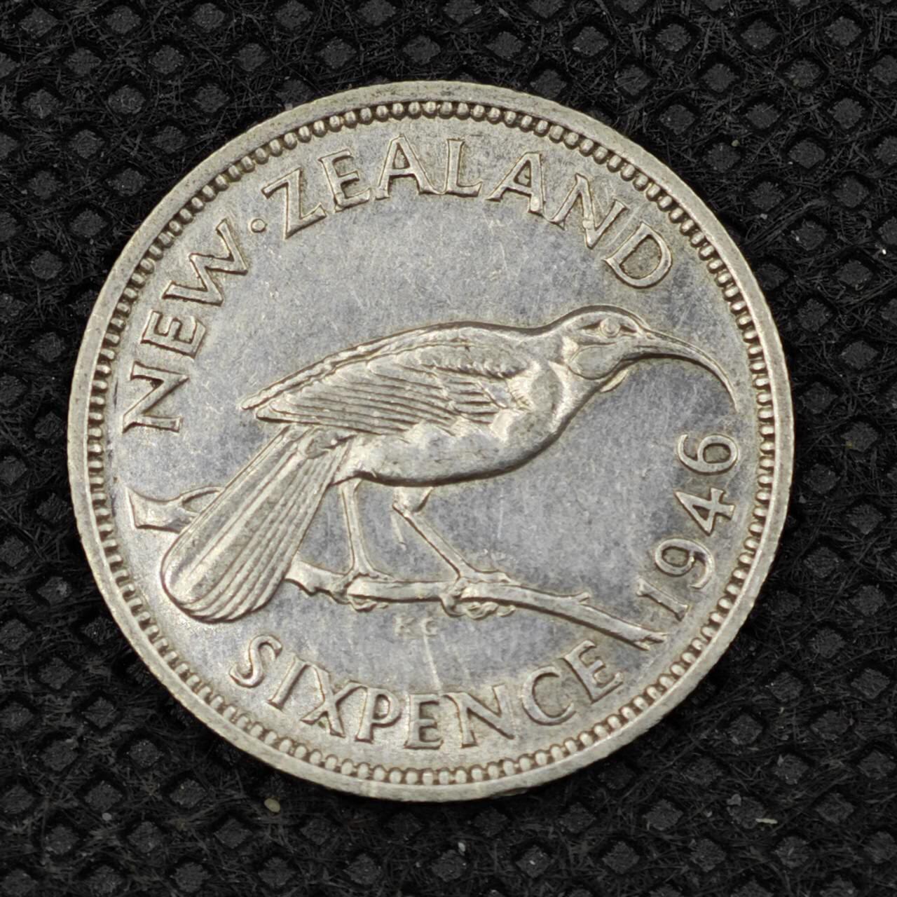 【淘币小摊】限时拍第八百二十四拍  小银币场  满百包邮可预留两周  周一统一发货    新西兰1946年乔治六世6便士银币
