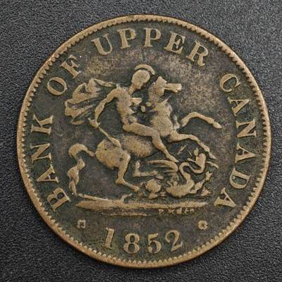 【淘币小摊】实时拍第八百二十一拍   散币场   满百包邮可预留二周 每周一统一发货   - 上加拿大1852年马剑半便士铜币代币