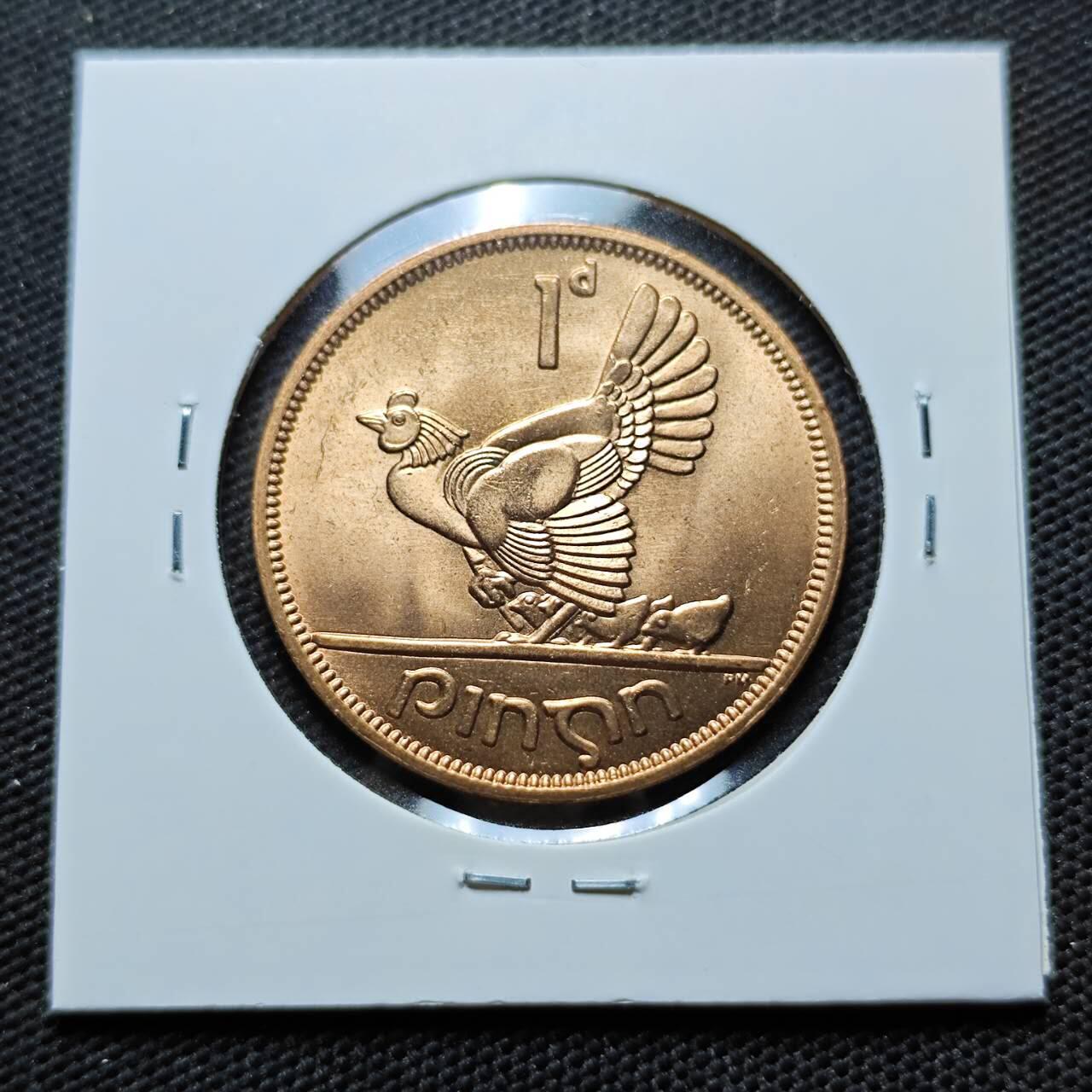 KK钱币收藏小铺 第375期  2月预留时间 周末发货  1968爱尔兰1便士铜币 好品 母鸡铜币