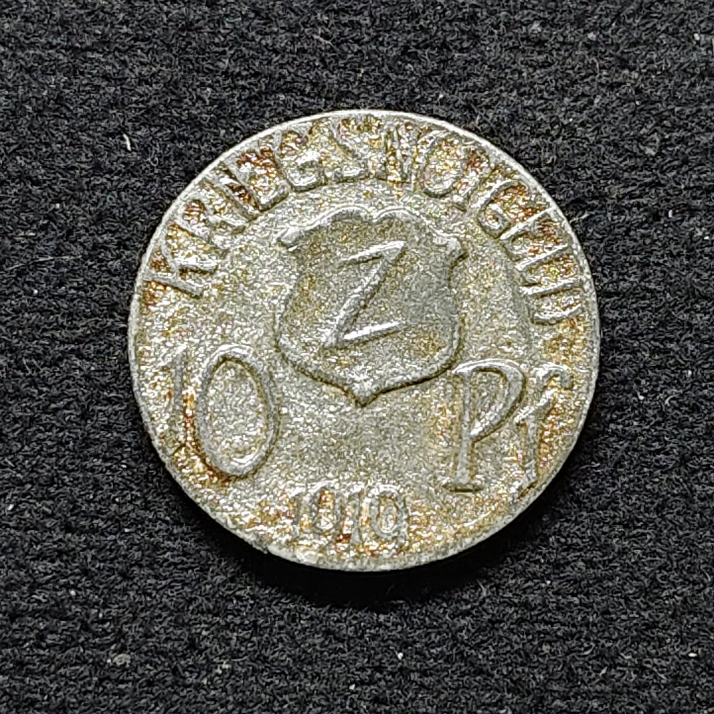 【全场包邮】纯粹捡漏拍484场（免费代拍第21场） 德国紧急状态沃尔法赫1919年10芬尼锌币