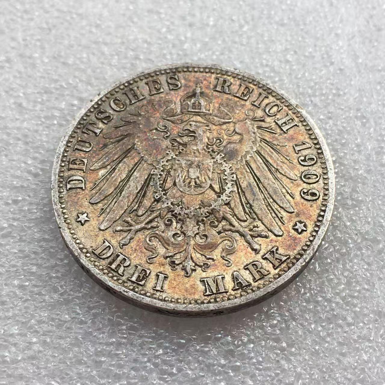 世界钱币专场拍卖 每周二开拍 1909年德国巴伐利亚奥托3马克流通银币