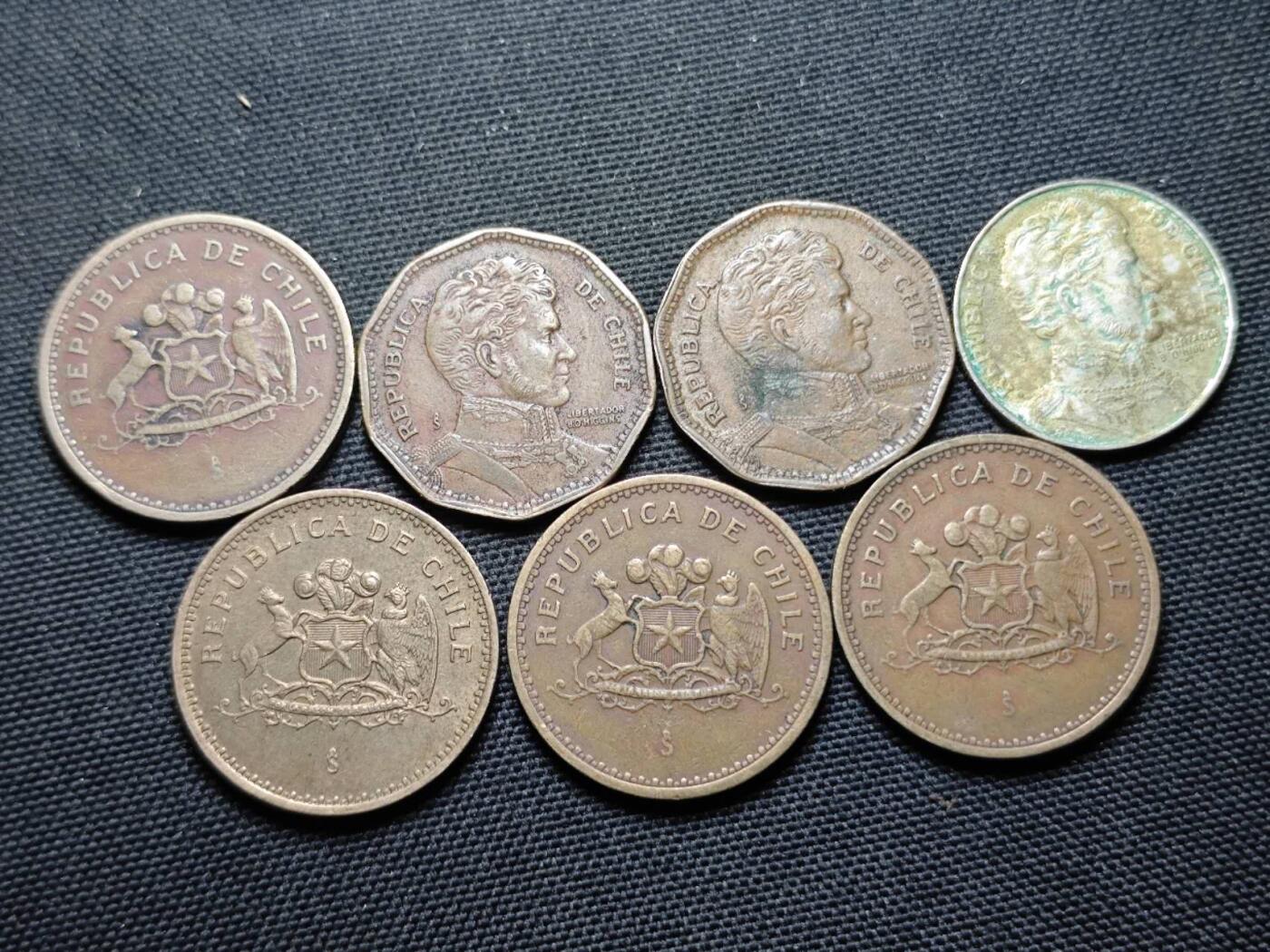 KK钱币收藏小铺 第375期  2月预留时间 周末发货  智利一组7枚