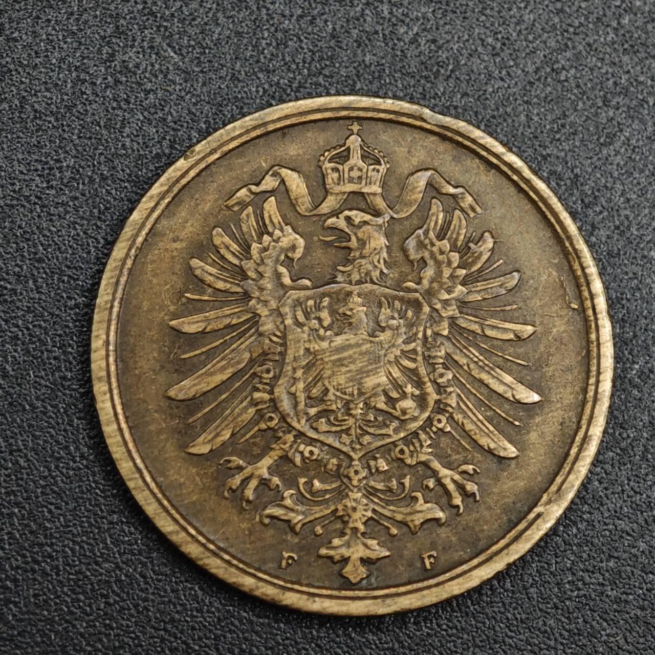 【淘币小摊】实时拍第八百二十一拍   散币场   满百包邮可预留二周 每周一统一发货   德国1874年短翅2芬妮铜币