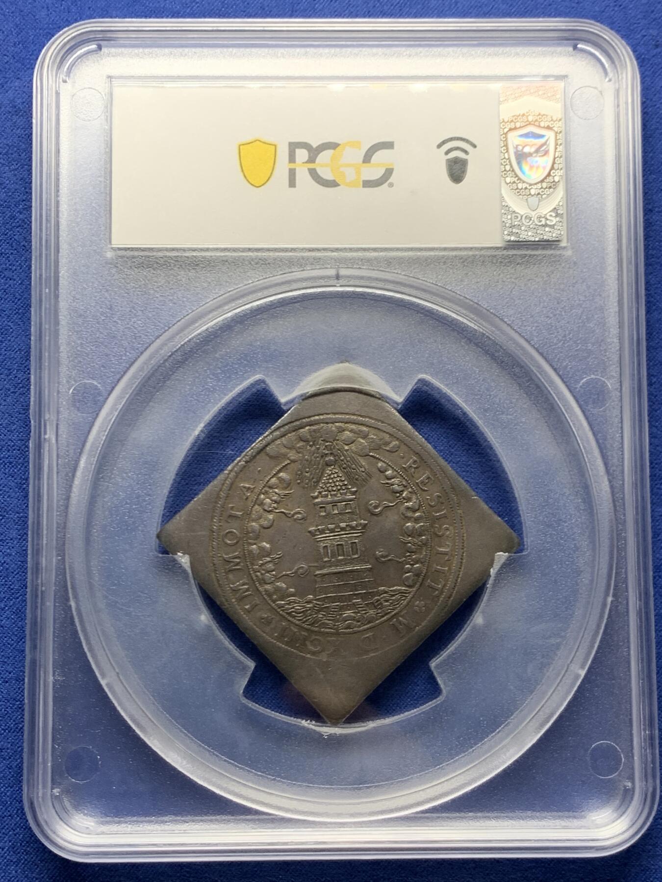 《竞宝斋》第445场 周日，周一，2场连拍 （全场包邮） 唯一亚军分 PCGS AU50 神圣罗马帝国  1593年 萨尔茨堡大主教区 圣鲁珀特 2泰勒方形大银币 将近57克超大规格 独年发行 及其少见的样式与规格 P大盒封装 更高分仅一枚