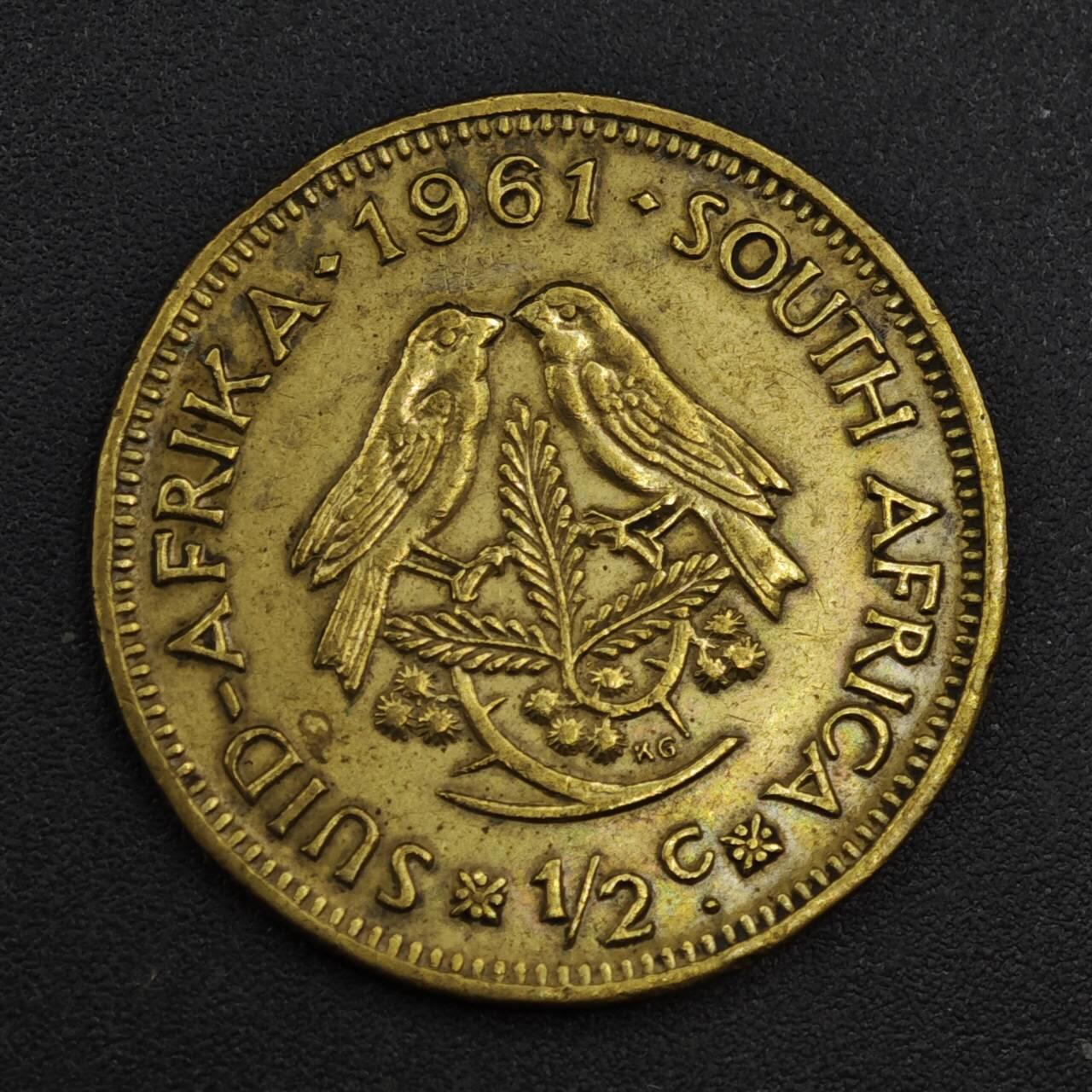 【淘币小摊】实时拍第八百二十一拍   散币场   满百包邮可预留二周 每周一统一发货   南非1961年1/2分铜币