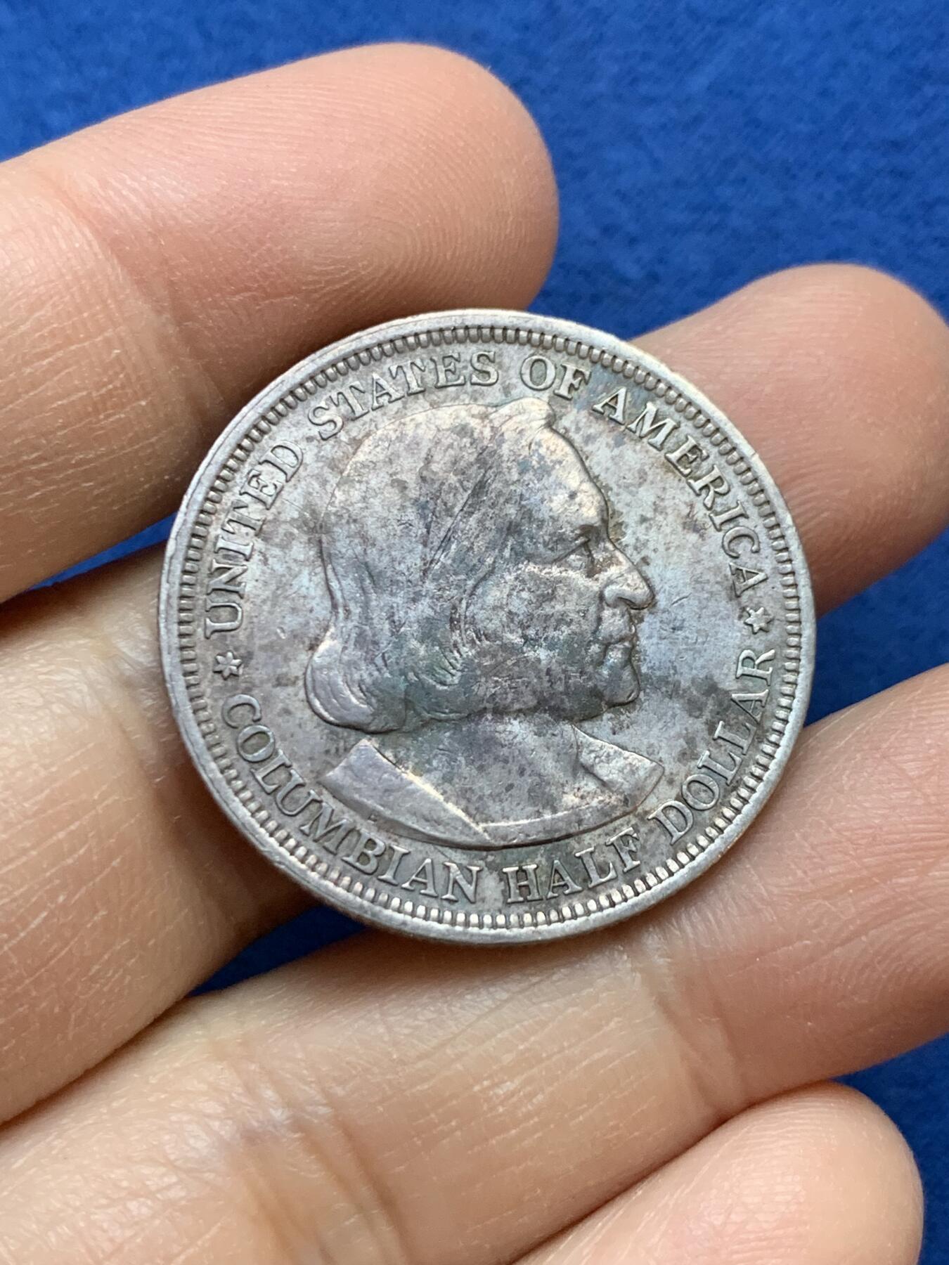 《竞宝斋》第445场 周日，周一，2场连拍 （全场包邮） 美国1893年哥伦布半美元银币