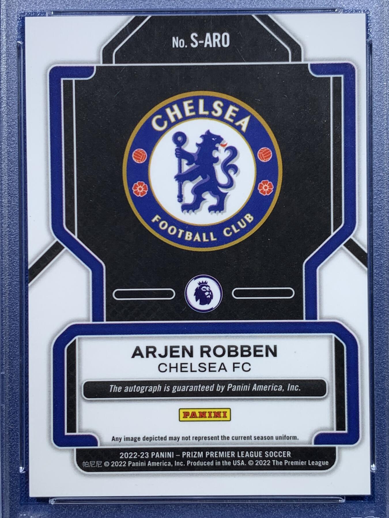 《竞宝斋》第445场 周日，周一，2场连拍 （全场包邮） 2022年 帕尼尼 prizm 小飞侠罗本贴签，PSA 9，童年实况足球的记忆，边路内切的致胜法宝。