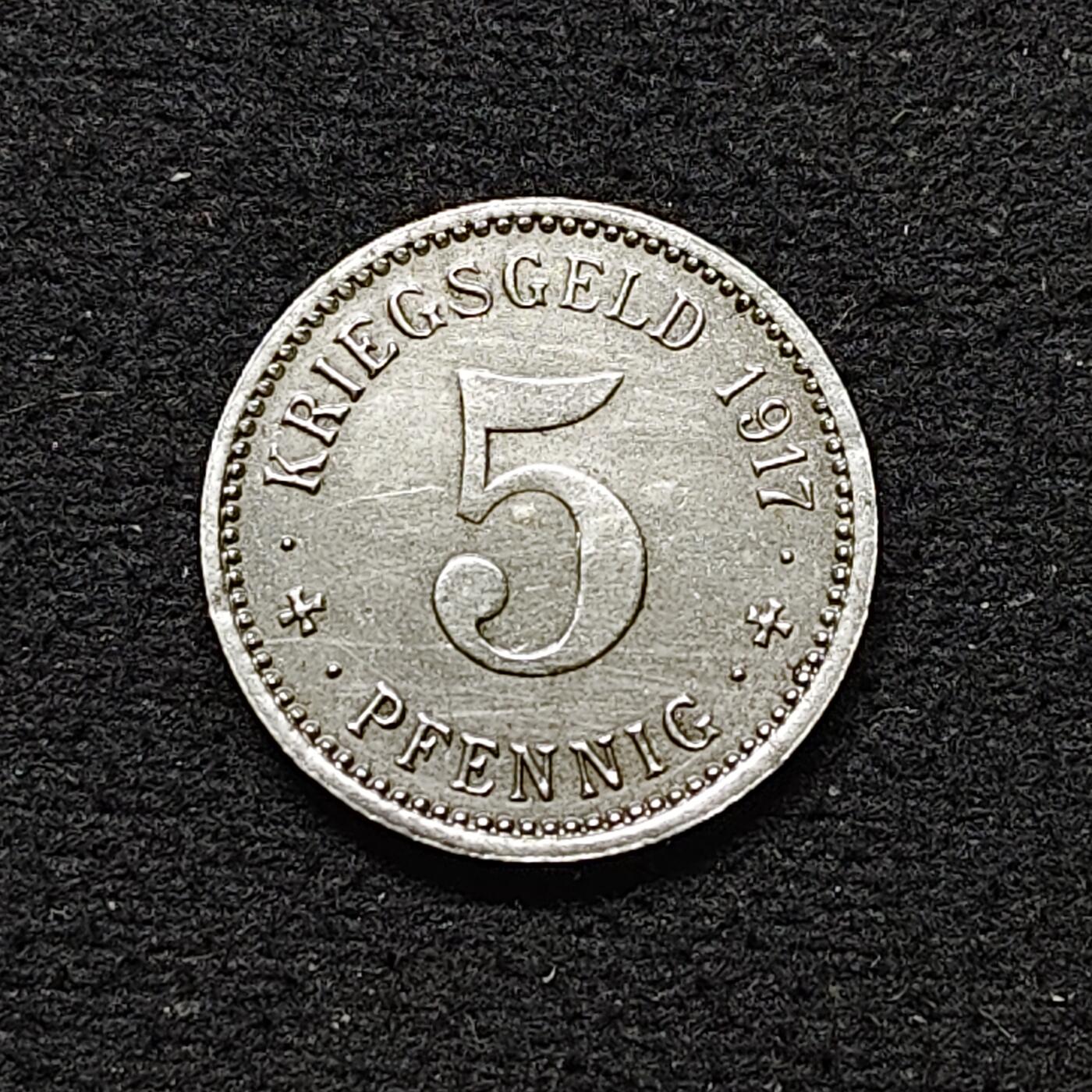 【全场包邮】纯粹捡漏拍484场（免费代拍第21场） 德国紧急状态门登1917年5芬妮铁币
