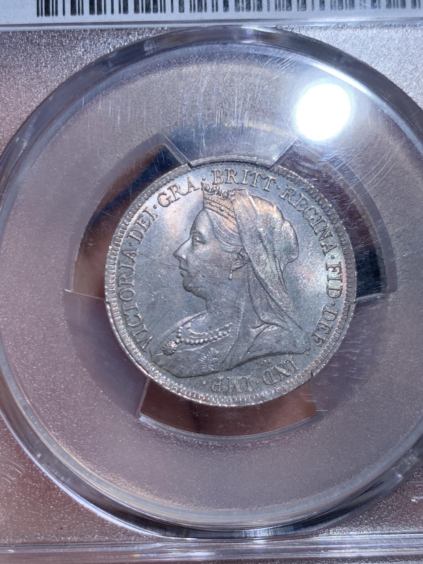 《竞宝斋》第445场 周日，周一，2场连拍 （全场包邮） PCGS MS65 英国 1900年 维多利亚 披纱 先令 仅有7枚更高分 双面欧洲老包浆